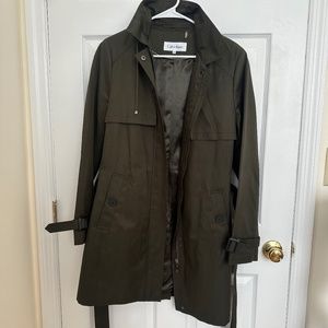 Calvin Klein Raincoat Trenchcoat Size Medium Forest Green